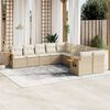 vidaXL 10-delige Loungeset met kussens poly rattan beige