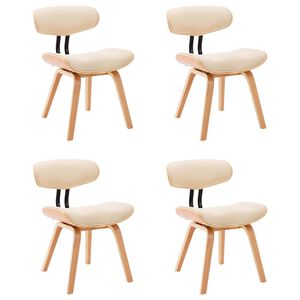 vidaXL Eetkamerstoelen 4 st gebogen hout en kunstleer cr&egrave;mekleurig