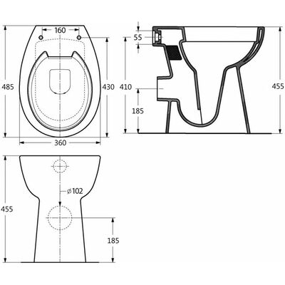 vidaXL Toilet verhoogd 7 cm soft-close randloos keramiek zwart