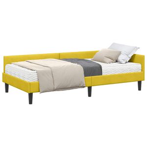 vidaXL Hoekbedframe met Matras Anders met hoofdeinde 2 st Geel Fluweel