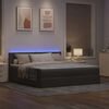 vidaXL Bed poef met matras en LED's 180x200 cm stof taupe