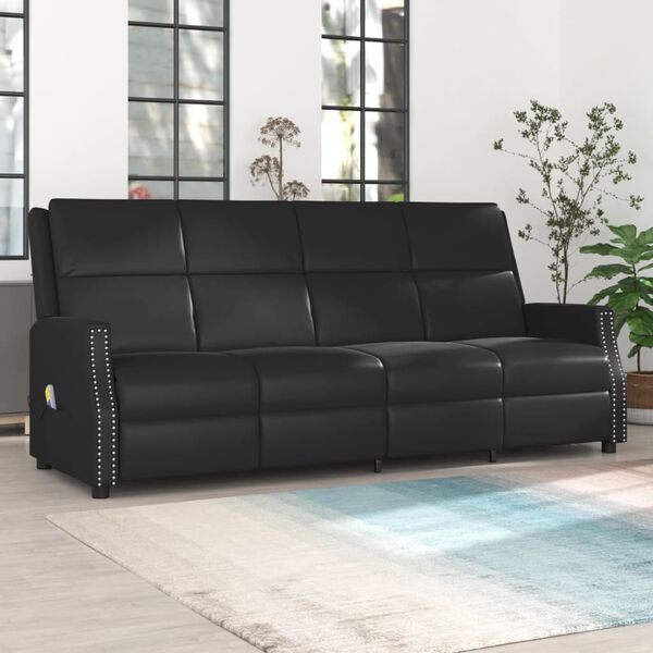 vidaXL Massagestoel 4-zits verstelbaar kunstleer zwart