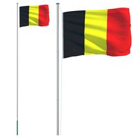 vidaXL Vlag met vlaggenmast België 6,23 m aluminium