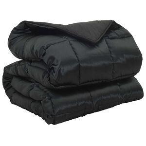 vidaXL Winter Dekbed Zwart 135 x 200 cm Satijn en Microfiber