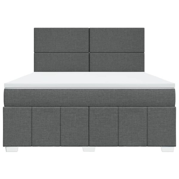 vidaXL Boxspring met matras stof donkergrijs 180x200 cm