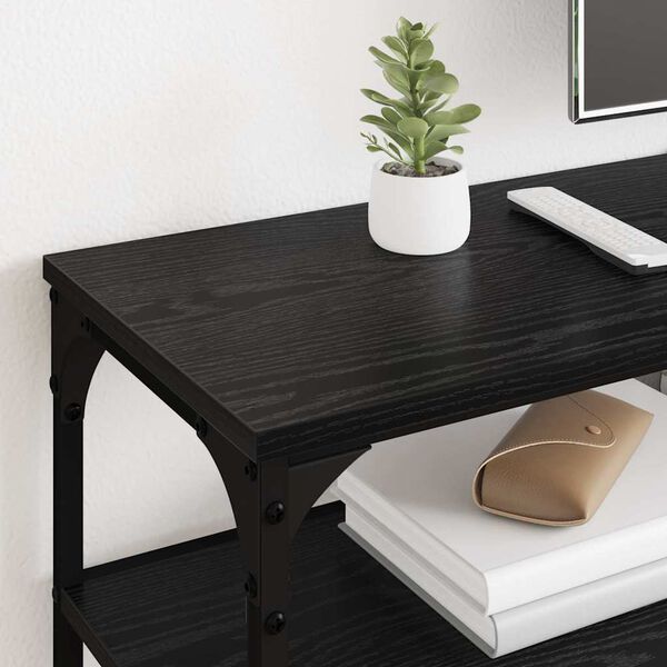 vidaXL TV-kast Zwart Eiken 160 x 30 x 50 cm Gemonteerd hout en ijzer