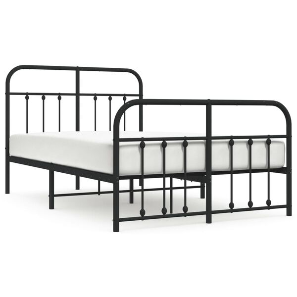 vidaXL Bedframe met hoofd- en voeteneinde metaal zwart 120x190 cm