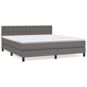 vidaXL Boxspring met matras kunstleer grijs 160x200 cm