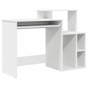 vidaXL Bureau met lade met plank Wit 120,5 x 44 x 88,5 cm Bewerkt hout