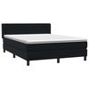 vidaXL Boxspring met matras fluweel zwart 160x210 cm