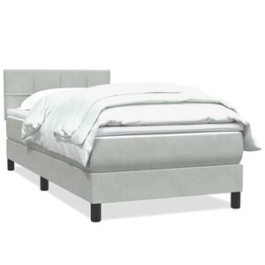 vidaXL Boxspring met matras fluweel lichtgrijs 90x220 cm
