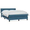 vidaXL Boxspring met matras fluweel donkerblauw 140x220 cm