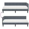 vidaXL Hoekbedframe met Matras met matras 2 pcs Grijs Fluweel