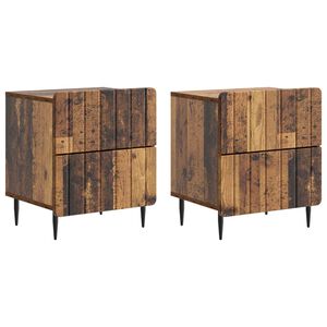 vidaXL Nachtkastje 2 pcs Oud hout 43 x 34,5 x 49,5 cm Bewerkt hout