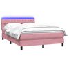 vidaXL Boxspring met matras en LED fluweel roze 160x210 cm