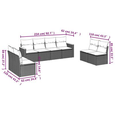 vidaXL 8-delige Loungeset met kussens poly rattan gemengd beige