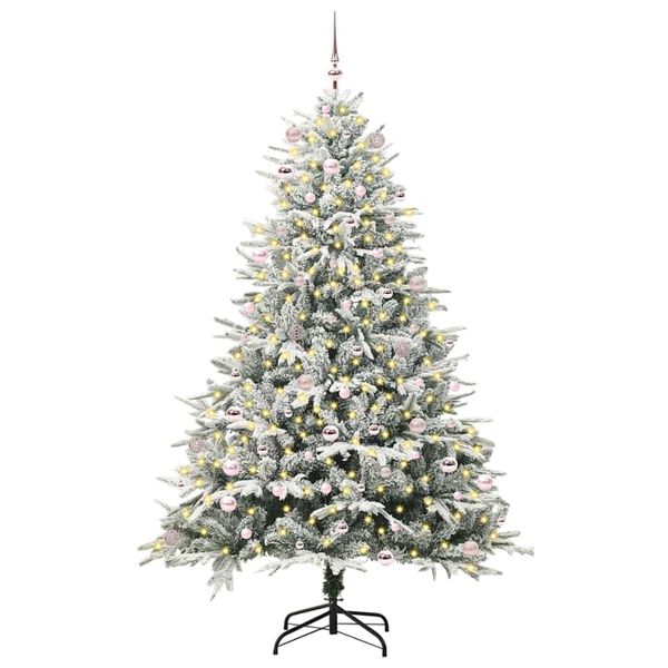 vidaXL Kunstmatige Vorstverlichte Kerstboom met Bal Set Groen 240 cm