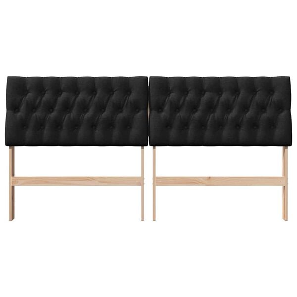 vidaXL Gestoffeerd hoofdbord Zwart 180 cm Massief grenenhout