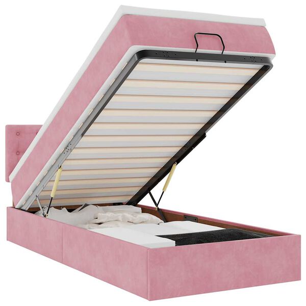 vidaXL Ottoman bed met matras 90x190cm fluweel roze