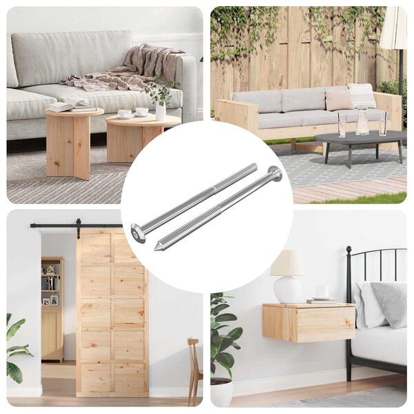 vidaXL Meubelschroeven 2 pcs Zilver M6 x 100 mm Staal