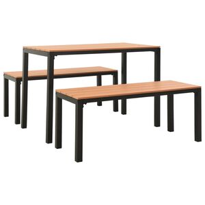 vidaXL 3-delige Tuinset staal en HKC bruin en zwart
