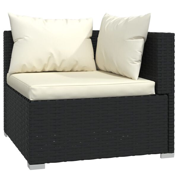 vidaXL 7-delige Loungeset met kussens poly rattan zwart