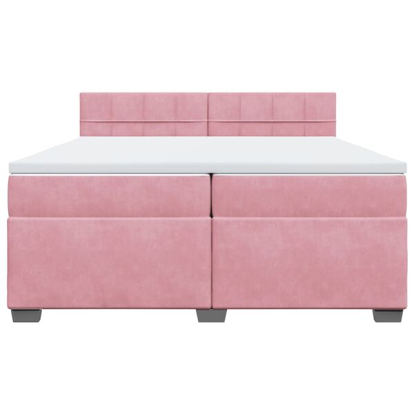 vidaXL Boxspring met matras fluweel roze 200x200 cm