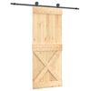 vidaXL Schuifdeur Naturel en Zwart 85 x 210 cm Massief Grenenhout