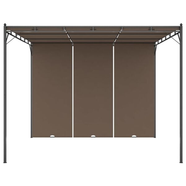 vidaXL Tuinprieel met zijgordijn 3x3x2,25 m taupe