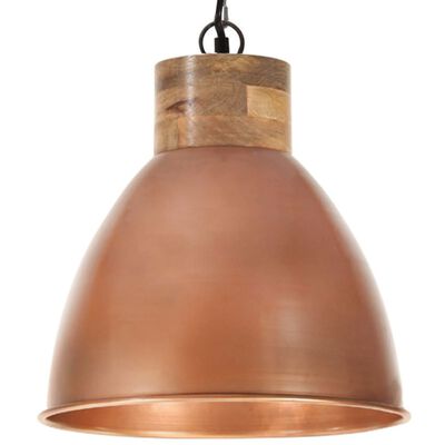 vidaXL Hanglamp industrieel E27 35 cm ijzer en massief hout koperkleur