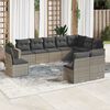 vidaXL 10-delige Loungeset met kussens poly rattan grijs