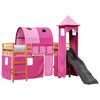 vidaXL Kinderhoogslaper met toren 80x200 cm massief grenenhout roze