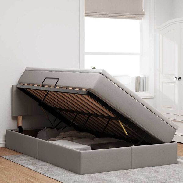 vidaXL Opbergbed met matras met matras Taupe 120 x 200 cm Bewerkt hout