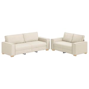 vidaXL Bank 2 st Beige Linnen-mix stof