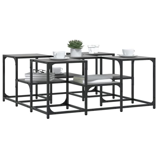 vidaXL Salontafel 91x91x40 cm bewerkt hout grijs sonoma eikenkleurig