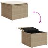 vidaXL Tuinkruk met kussen 55x55x37 cm poly rattan beige