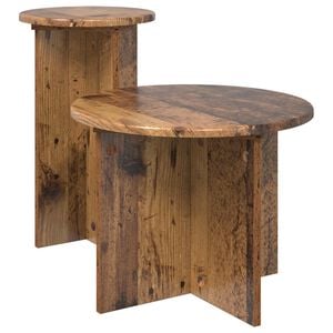 vidaXL Bijzettafelset met opslag 2 pcs Oud hout Bewerkt hout