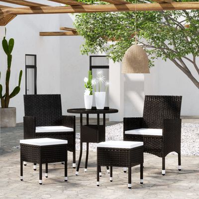 vidaXL 5-delige Loungeset poly rattan zwart