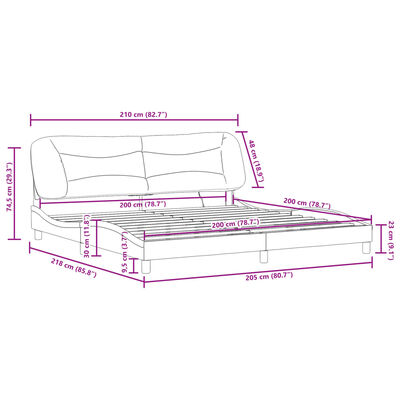 vidaXL Bedframe met LED-verlichting stof zwart 200x200 cm