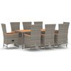 vidaXL 9-delige Tuinset met kussens poly rattan grijs