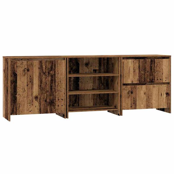 vidaXL Dressoir met lade 3 pcs Oudhout 70 x 41 x 75 cm Bewerkt hout