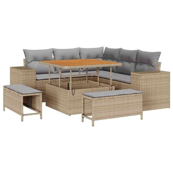vidaXL Tuin Sofa Set met kussen met opslag 8 pcs Beige en Licht Grijs