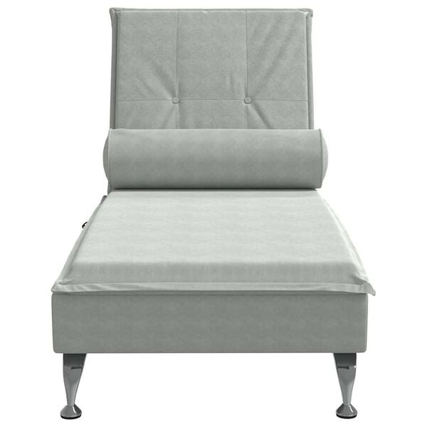 vidaXL Massage chaise longue met bolster fluweel lichtgrijs