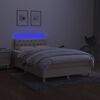 vidaXL Boxspring met matras en LED stof cr&egrave;mekleurig 120x190 cm