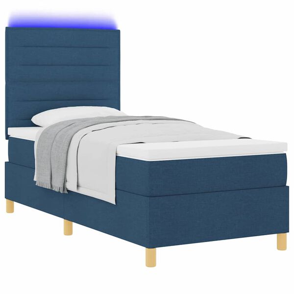 vidaXL Boxspring bed met matras met hoofdeinde Blauw 100 x 200 cm Stof