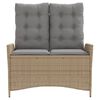 vidaXL Tuinbankje verstelbaar met kussens poly rattan beige