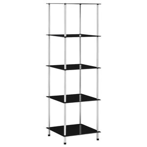 vidaXL Kastje 5-laags 40x40x130 cm gehard glas zwart