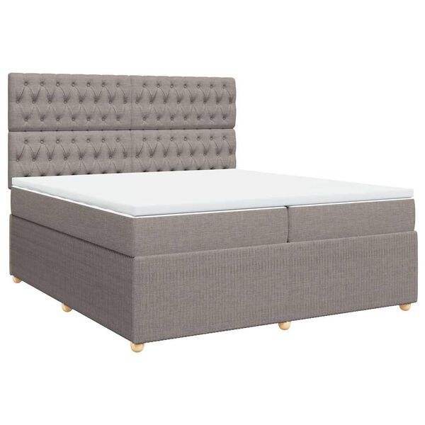 vidaXL Boxspring met matras stof taupe 200x200 cm