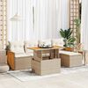 vidaXL 6-delige Loungeset met kussens poly rattan acacia beige