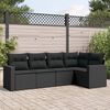 vidaXL 5-delige Loungeset met kussens poly rattan zwart